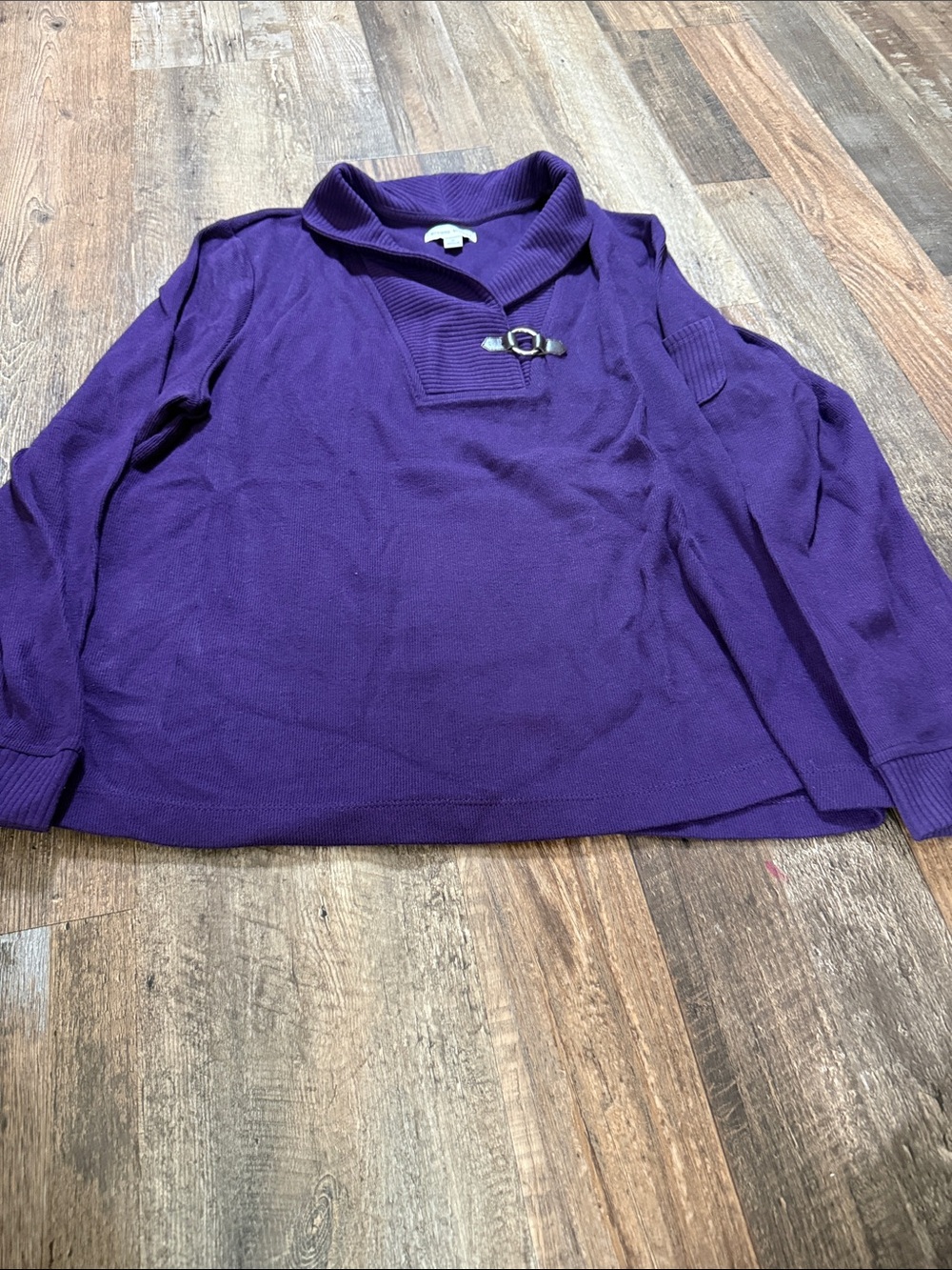 Studio Works Purple V-Neck Sweater with Toggle Detail
